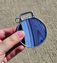 Load image into Gallery viewer, Blue Swirled Bulb Ornament

